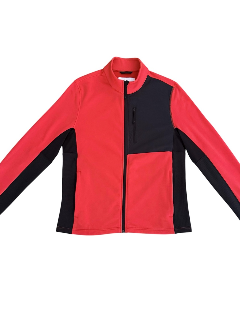 Aztech Mountain Orange Black Colorblock Soft Shell Zip Up Mens Slim Fit Jacket L